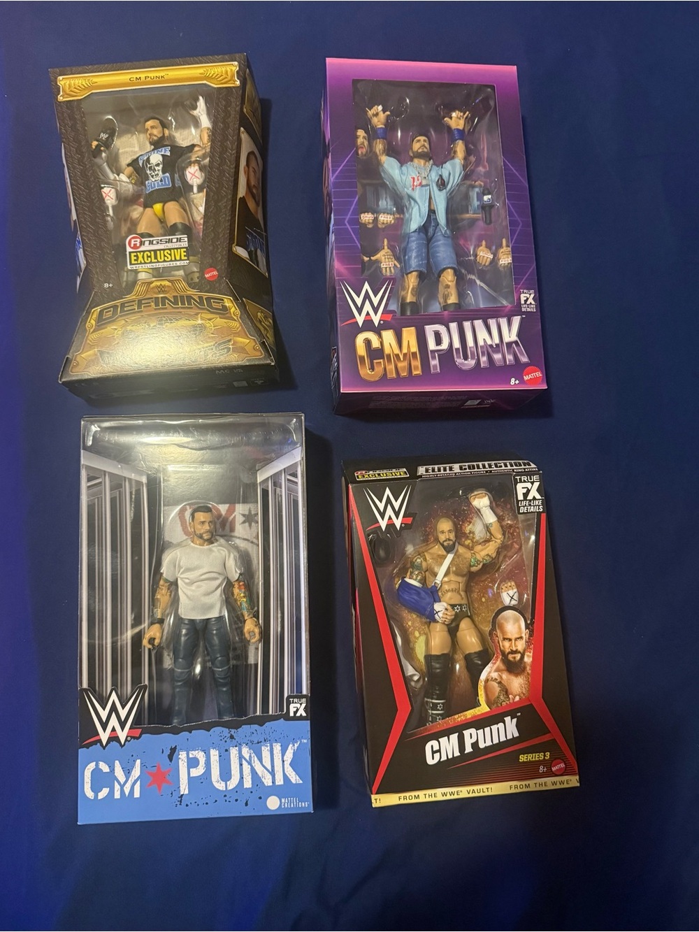 Mattel CM Punk Action Figures - Blue, Purple, Black Packaging Variety